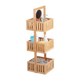 Relaxdays Badregal Bambus mit 3 Ablagen