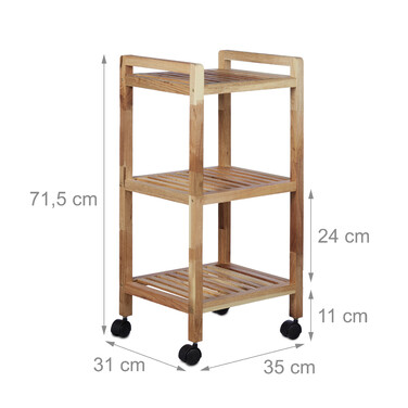 Relaxdays Badregal mit Rollen Holz