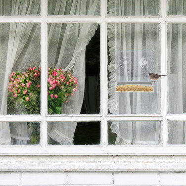 Relaxdays Vogelfutterhaus für Fenster