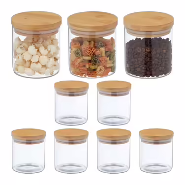 Relaxdays 9er Set Vorratsgläser mit Deckel 500 ml