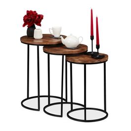 Relaxdays Satztisch 3er Set Mangoholz
