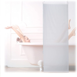 Relaxdays Duschrollo,  Seilzugrollo für Dusche & Badewanne, Decke & Fenster, Badrollo wasserabweisend, weiß, PVC, Aluminium, Kunststoff (60x240 cm)