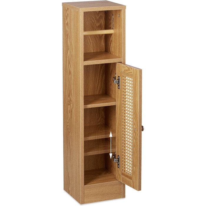 Relaxdays Toilettenpapierhalter stehend, Badezimmeregal HBT: 80x20,5x21 cm, Holzoptik, schmaler WC Papier Schrank, braun