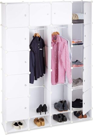 Relaxdays Kleiderschrank, 18 Fächer, 145x200 cm, weiß