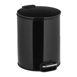 Relaxdays Kosmetikeimer, 5 Liter, Absenkautomatik, entnehmbarer Inneneimer, Bad Mülleimer, Metall, Treteimer rund, (Schwarz)