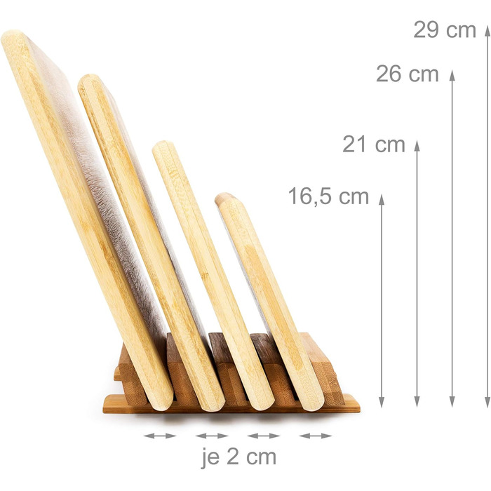 Relaxdays Bambus Schneidebrett Set 4-tlg. mit Ständer, 2-farbig, beidseitig nutzbar, messerschonend