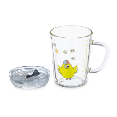 Relaxdays 2er Set Kindergläser mit Kükenmotiv