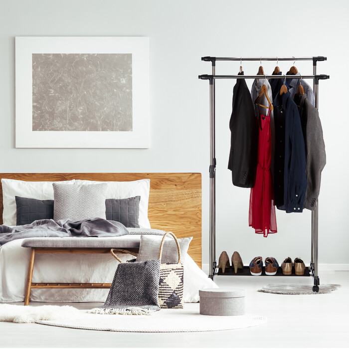 Relaxdays Rollgarderobe mit 2 Kleiderstangen