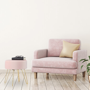 Relaxdays Samthocker mit Metallbeinen rosa
