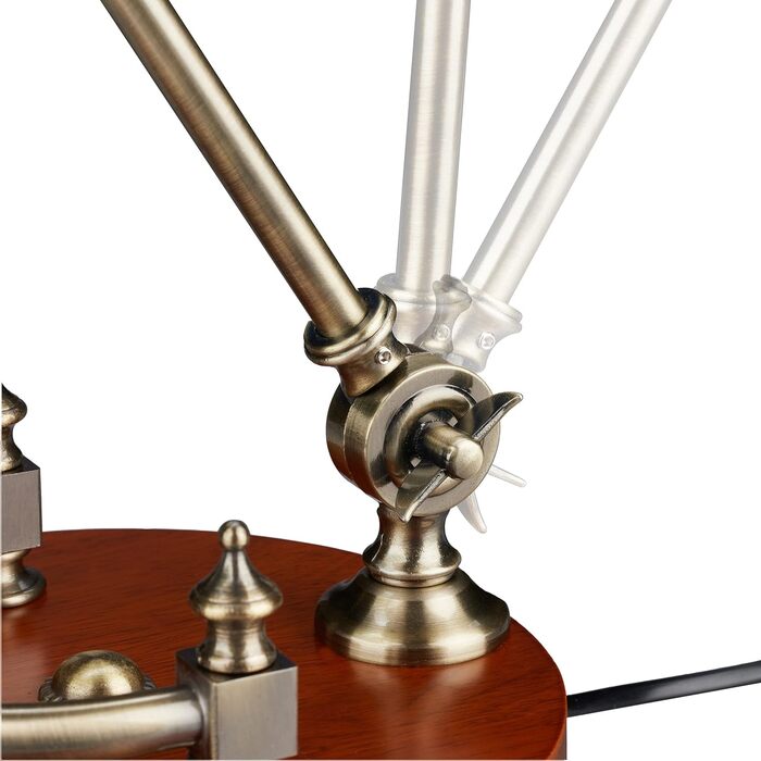 Relaxdays Bankerlampe, neigbarer Glasschirm, Holzfuß, E27-Fassung, Schreibtischlampe Retro, Bibliothekslampe, grün-braun, 42 x 26 x 25 cm
