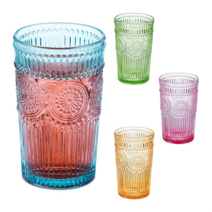 Relaxdays Trinkgläser Vintage 4er Set