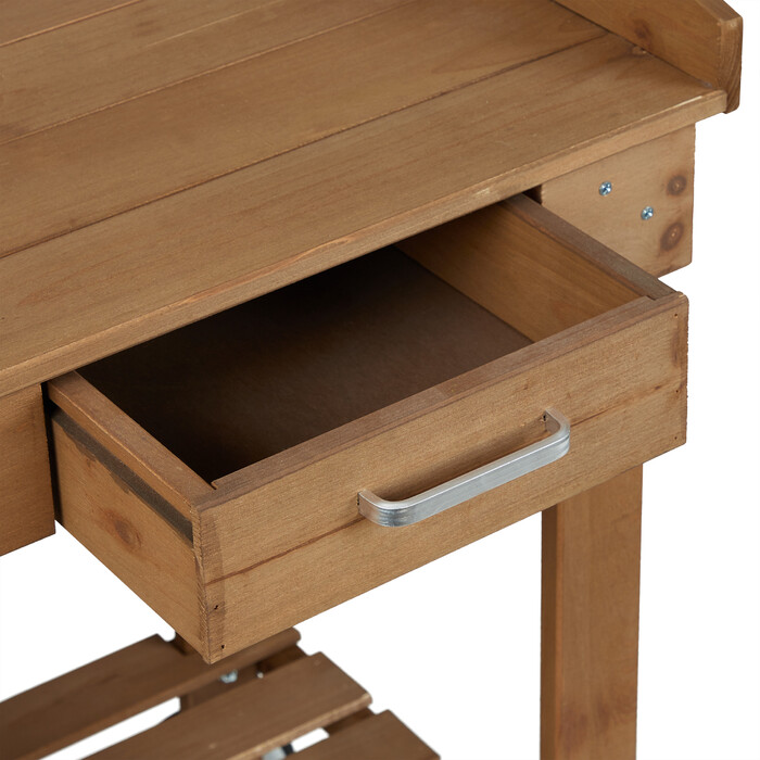 Relaxdays Brauner Pflanztisch mit Rollen