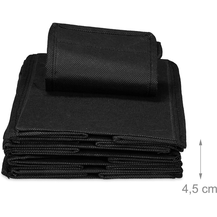 Relaxdays Hängeregal Stoff, 6 Fächer, 2 Schübe, für Kleiderschrank, HBT: ca. 82x14,5x30 cm, schwarz