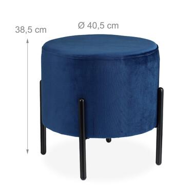 Relaxdays Blauer Samthocker