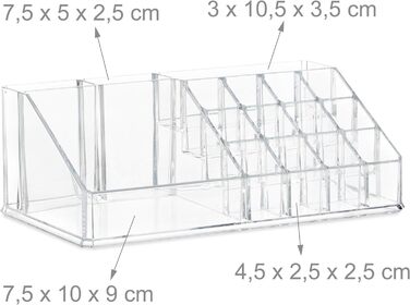Relaxdays 1 x Make Up Organizer mit Schubladen, stapelbarer Schmuckkasten für Make Up, Acryl Schminkaufbewahrung, transparent 1 Transparent 1 Stück