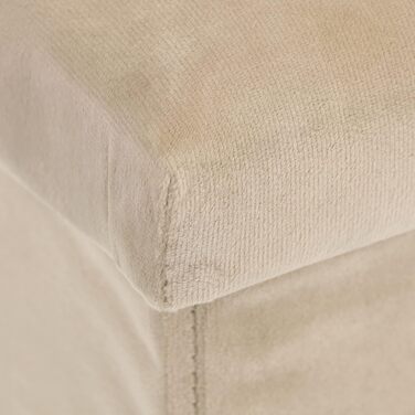 Relaxdays Sitzhocker, faltbar, 38x38x38 cm, Stauraum, MDF & Samt, Creme