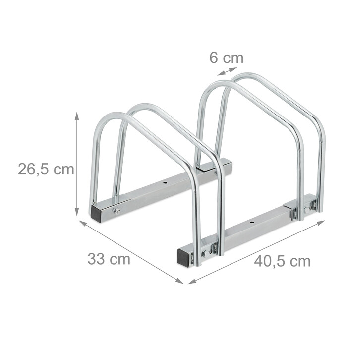 Relaxdays Silberner Fahrradständer für 2 Fahrräder