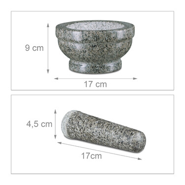 Relaxdays Granit Mörser mit Stößel 17 cm
