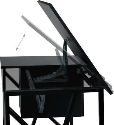 Relaxdays Schreibtisch neigbar, verstellbare Arbeitsfläche, Laptoptisch oder Zeichentisch, HBT 75x110x55cm,  (Schwarz)