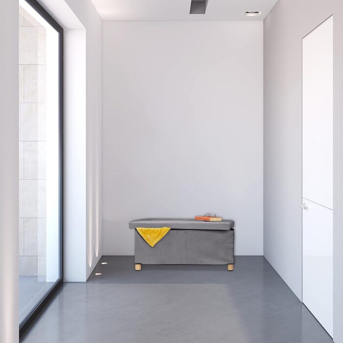 Relaxdays Sitzbank mit Stauraum, Samt, Holzfüße, bis 120 kg, faltbar, 34x76x38 cm, Anthrazit