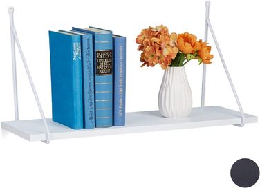 Relaxdays Wandregal, für Wohnzimmer & Flur, modernes Design, Wandboard für Bücher & Deko, HBT: 30 x 60 x 22 cm, weiß
