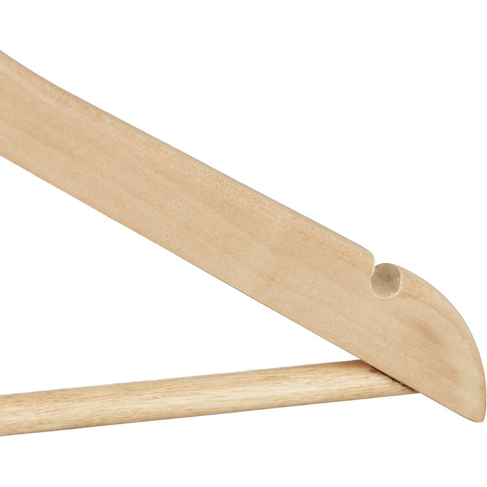 Relaxdays 84 x Kleiderbügel, Hosenbügel aus Holz, Garderobenbügel, Haken 360° drehbar, HxB: 22,5x44,5cm, Holzbügel, Natur/Silber 1 Natur 84er Pack