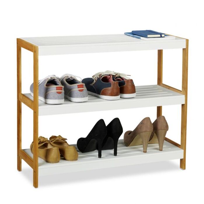 Relaxdays Schuhregal Weiß-Natur