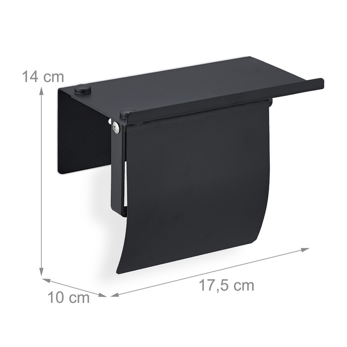 Relaxdays Toilettenpapierhalter mit Ablage schwarz