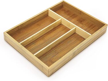 Relaxdays Besteckkasten, Schubladeneinsatz mit 6 Fächern, für Küchenbesteck, Bambus, HxBxT 5 x 25,5 x 35,5 cm, natur (Bundle mit Besteckkasten mit 4 Fächern)