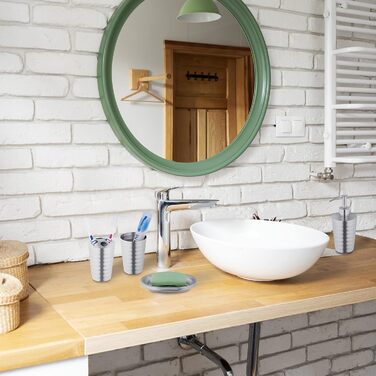 Relaxdays 5-tlg. Badezimmer Set, Edelstahl poliert, moderne Badaccessoires, Silber