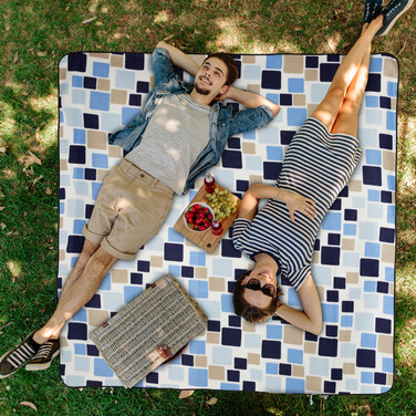 Relaxdays Picknickdecke Muster blau