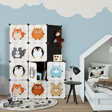 Relaxdays Steckregal Kinderzimmer mit Tiermotiven