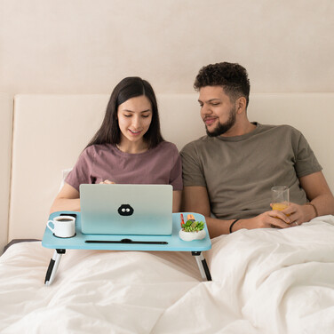 Relaxdays Laptoptisch mit Tablet- & Getränkehalter