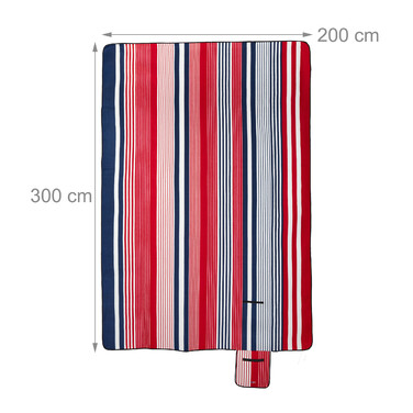 Relaxdays XXL Picknickdecke 200x300 cm gestreift