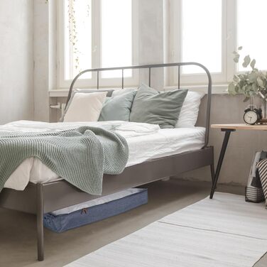 Relaxdays Unterbettkommode, 3er Set, Stoff, HxBxT: 14x100x45 cm, mit Sichtfenster, Unterbettbox flach, grau/transparent
