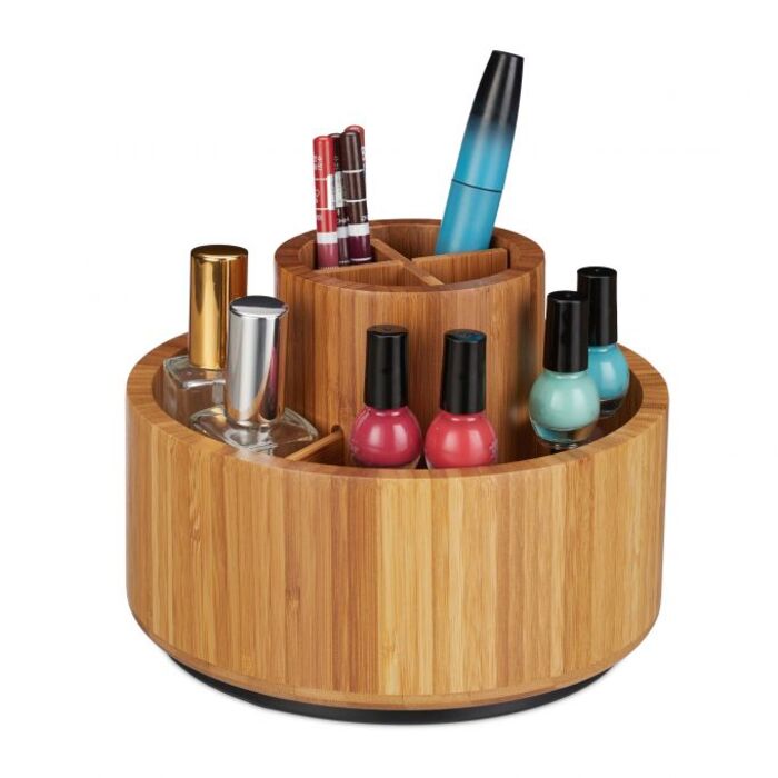 Relaxdays Make Up Organizer drehbar aus Bambus