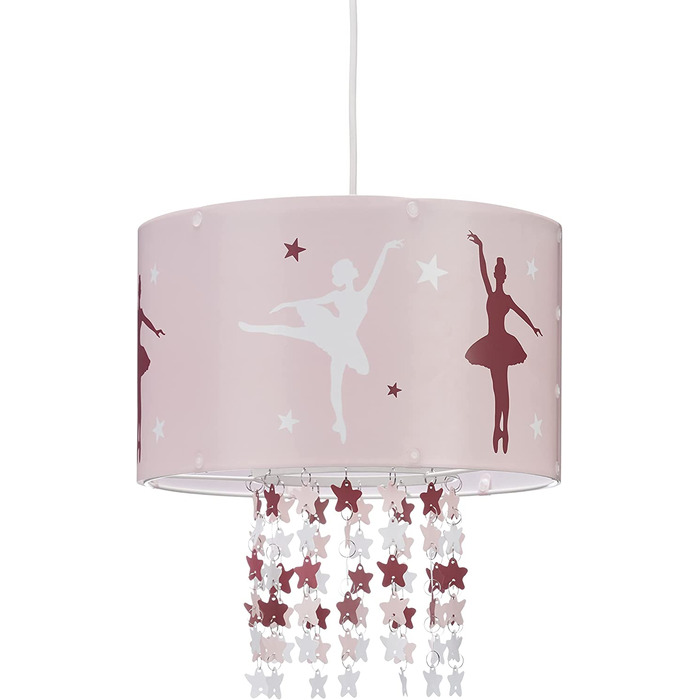 Relaxdays Kinder-Hängelampe, Ballerina-Motiv, rosa, 30x30x140 cm