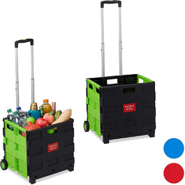 1 x Einkaufstrolley klappbar, Teleskop-Griff, 2 Gummi Rollen, bis 35 kg, Shopping Trolley, Aluminium, ABS, (Grün, 2er Pack)