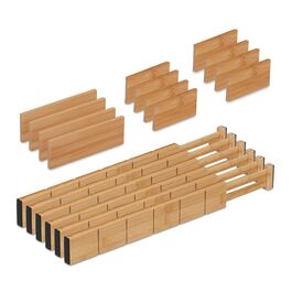 Relaxdays 18-tlg. Schubladentrenner Set aus Bambus