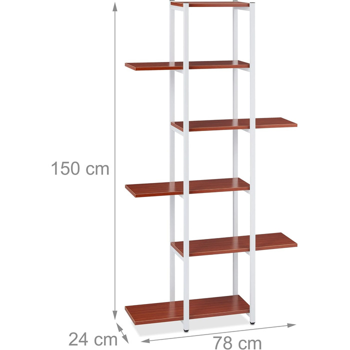 Relaxdays Blumenregal Metall, 6-stufig, Holzoptik, 150x78x24 cm, Indoor Blumentreppe (Rotbraun)
