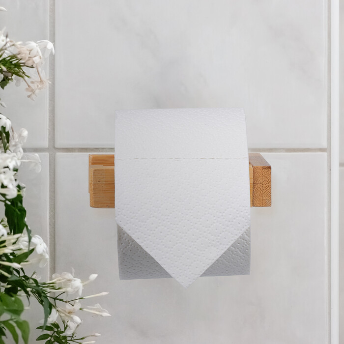 Relaxdays Toilettenpapierhalter Bambus
