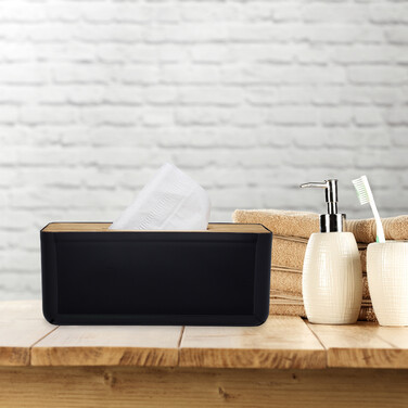 Relaxdays Kosmetiktücher Box mit Holz-Deckel