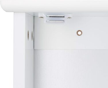 Relaxdays Badschrank, 3 Fächer, Lamellentür, 70x42x16,5 cm, platzsparend, weiß