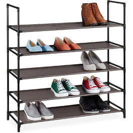 Relaxdays XL Schuhregal Stecksystem, 5 Ebenen, für 20 Paar Schuhe, Stoff Schuhständer, HxBxT: 90,5 x 87,5 x 30 cm, (Braun)