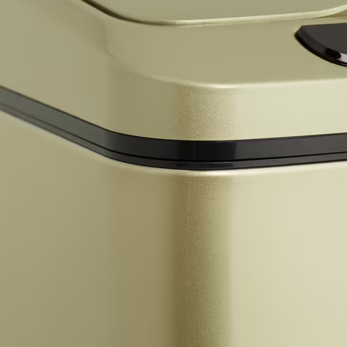 Relaxdays Sensor Mülleimer 12l, eckiger Abfalleimer mit Deckel & Inneneimer, Küche & Bad, Automatik Mülleimer, (Gold)