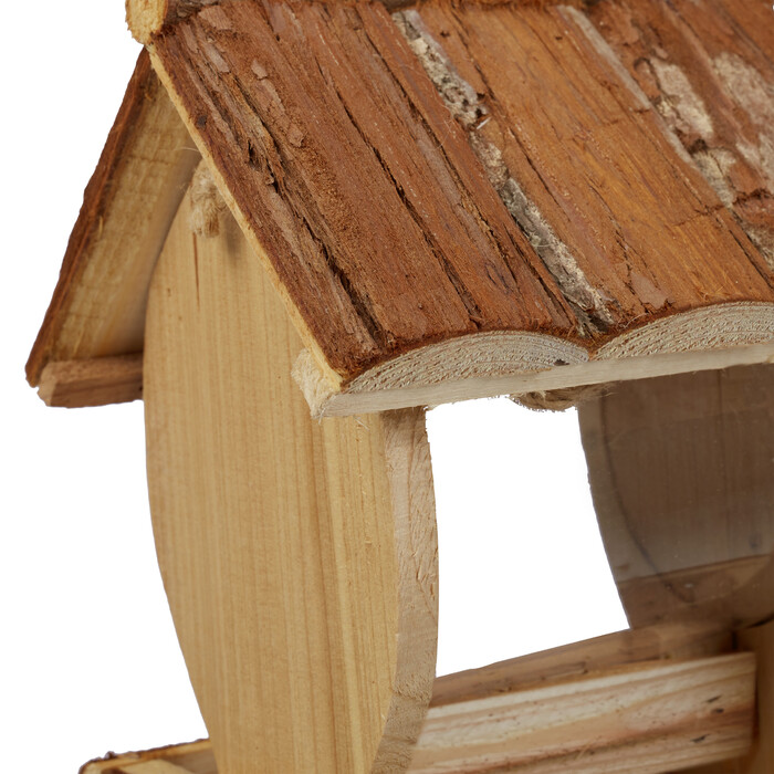 Relaxdays Vogelfutterhaus mit Rindendach