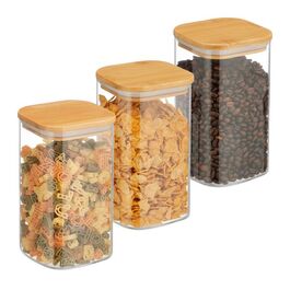 Relaxdays 3er Set Vorratsgläser mit Deckel 1200 ml