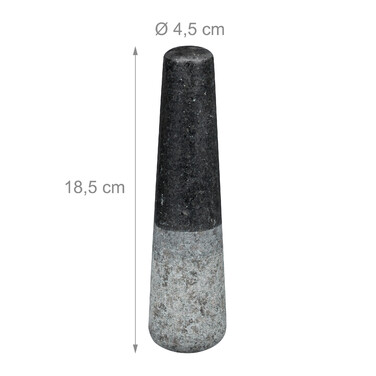 Relaxdays Eckiger Mörser mit Stößel aus Granit