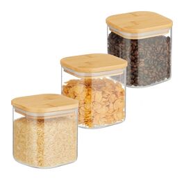 Relaxdays 3er Set Vorratsgläser mit Deckel 600 ml