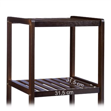 Relaxdays 3 TLG Badregal Set Bambus, Holzregal, Standregal, Bambusregal, Küchenregal, Bücherregal, 3, 4 und 5 Ablagen, Dunkelbraun (Bambus Badregal 3 Ablagen Dunkelbraun)